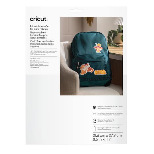 Cricut® US Letter Printable Iron-On For Dark Fabrics, 3ct.